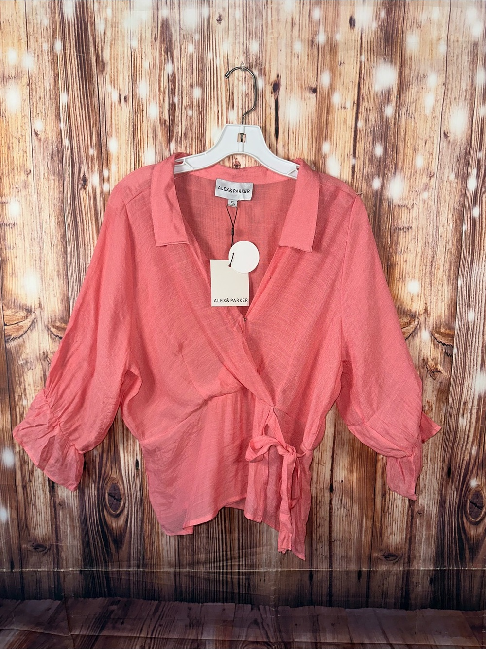 NWT ALEX & PARKER  Coral Wrap Blouse Women’s 
Size XL Rayon/Polyester